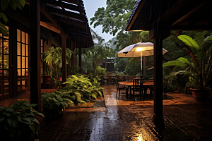 暴雨雨夜环境摄影图