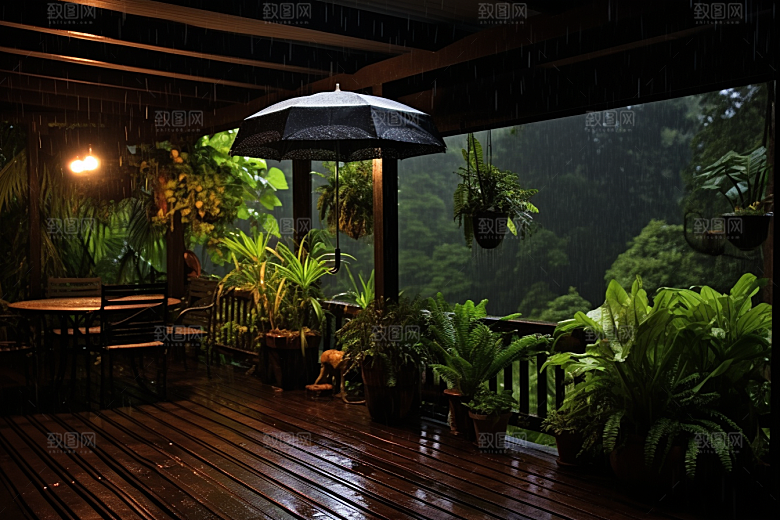 暴雨户外大雨摄影图