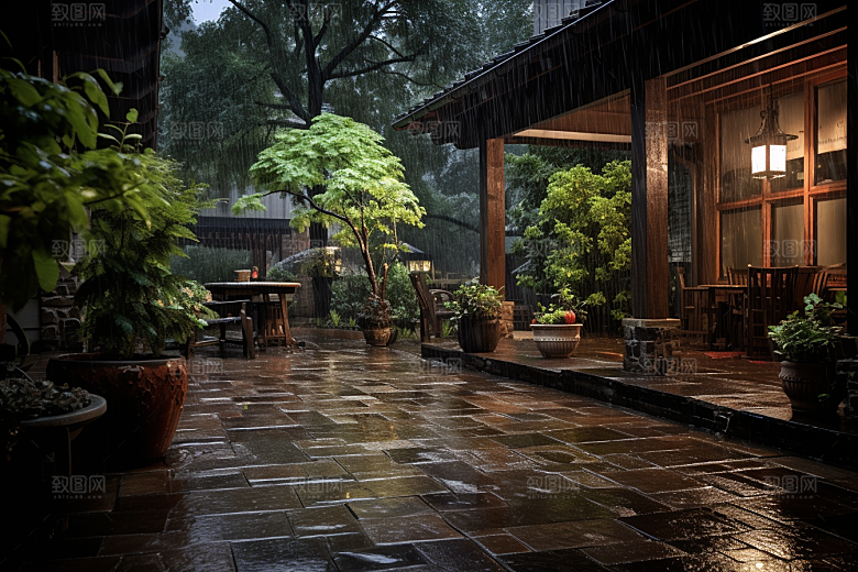 暴雨雨天户外摄影图