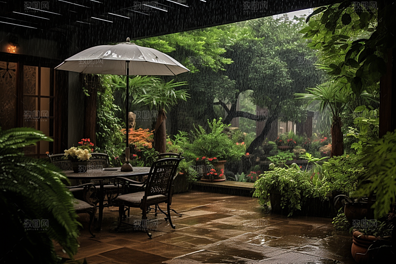 暴雨雨天安静摄影图