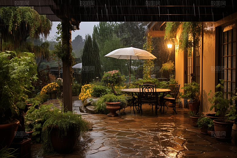 暴雨大雨室外摄影图