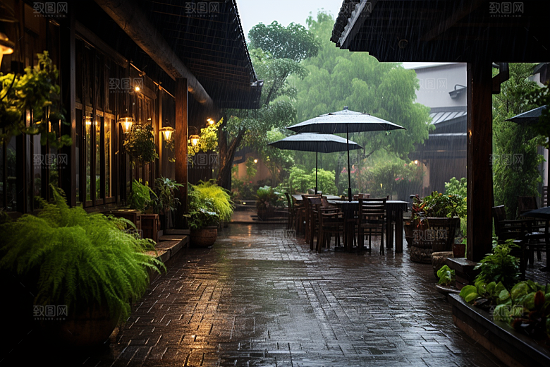 暴雨下雨雨天摄影图