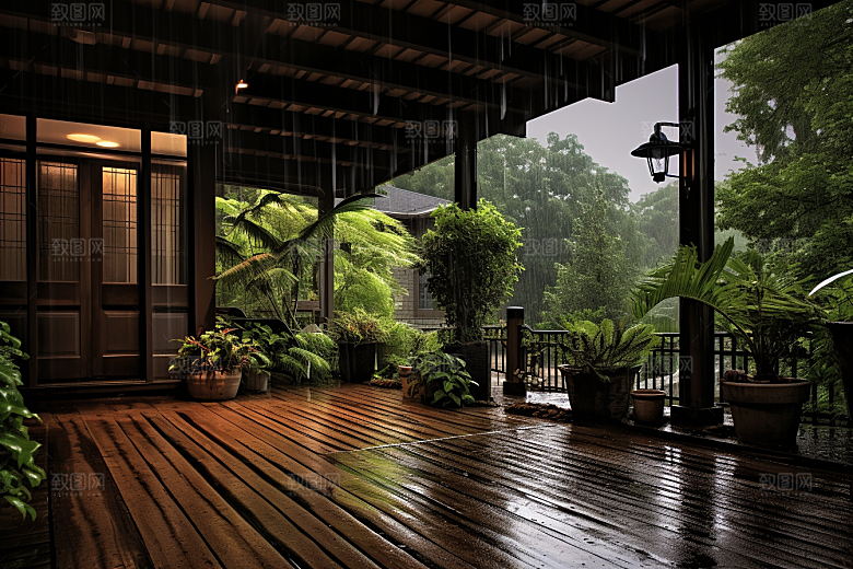 暴雨室外环境摄影图
