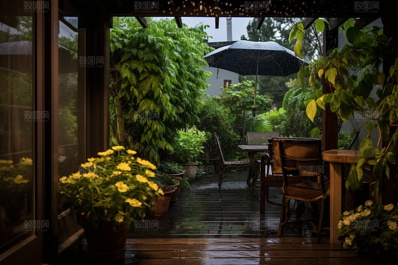 暴雨安静下雨摄影图