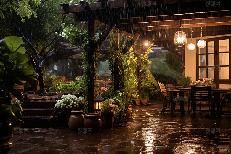 暴雨雨夜自然摄影图