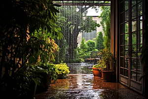 暴雨雨夜室外摄影图