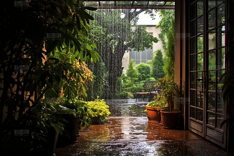 暴雨雨夜室外摄影图