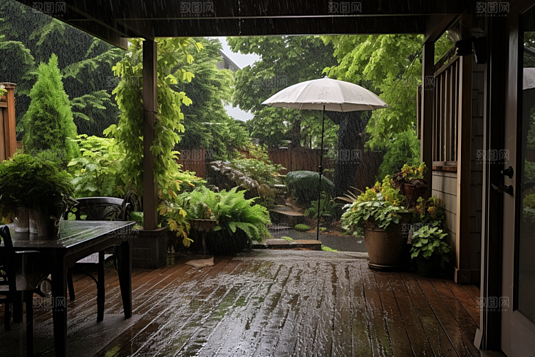 暴雨室外下雨摄影图