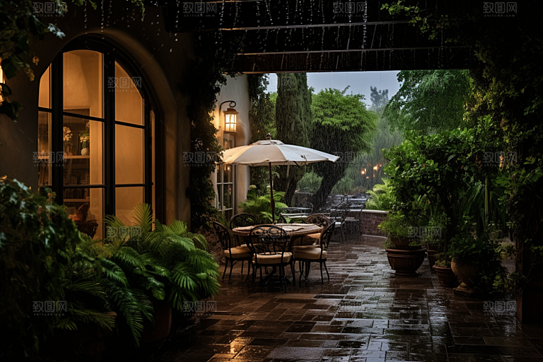 暴雨安静室外摄影图