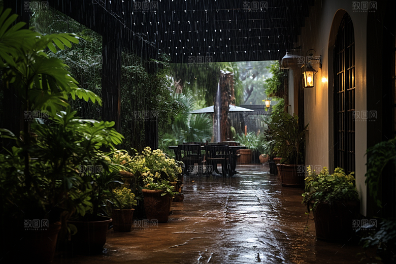 暴雨雨天室外摄影图