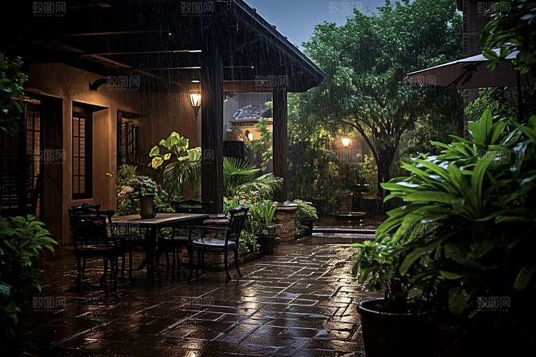 暴雨高清下雨摄影图