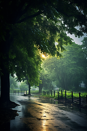 暴雨大雨室外摄影图