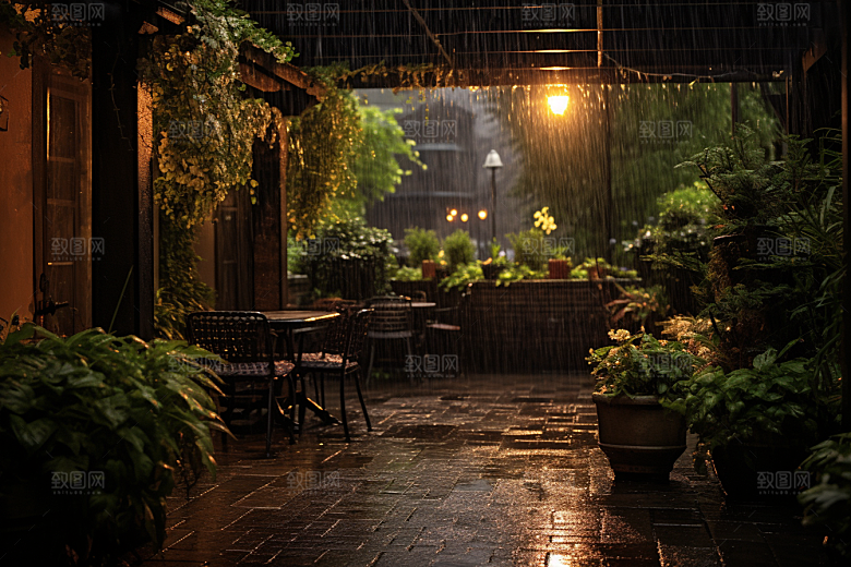 暴雨室外雨夜摄影图