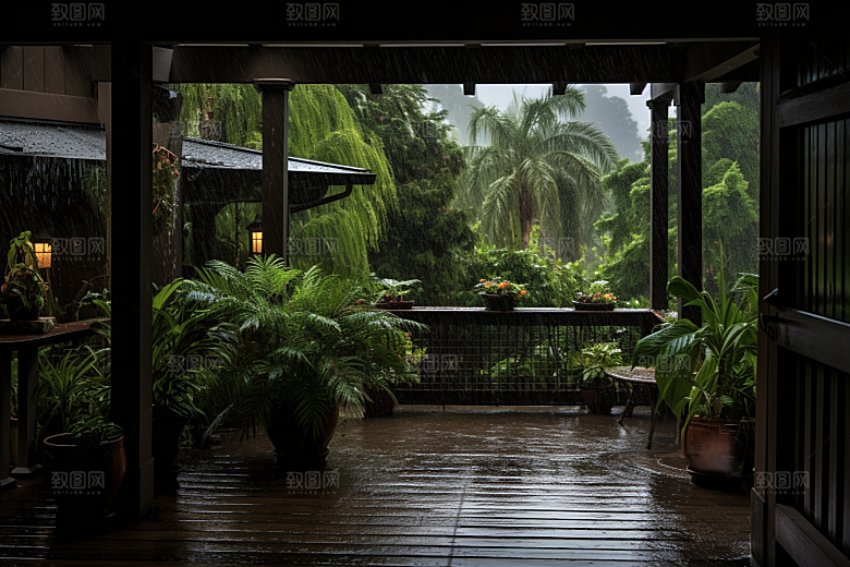 暴雨雨天环境摄影图