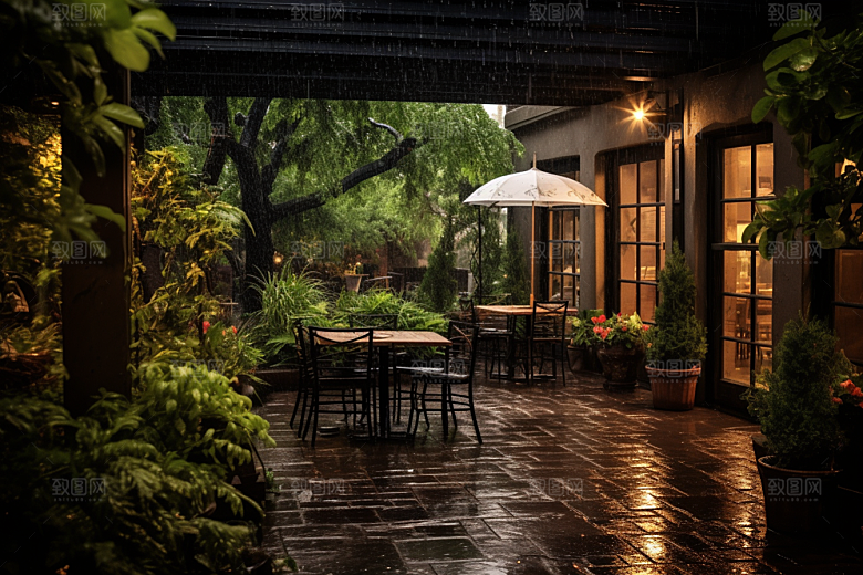 暴雨雨夜户外摄影图