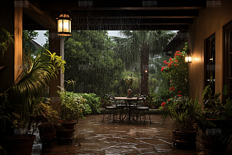 暴雨下雨环境摄影图