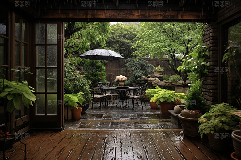 暴雨环境下雨摄影图