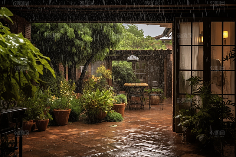 暴雨雨天下雨摄影图