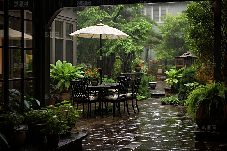 暴雨雨天户外摄影图