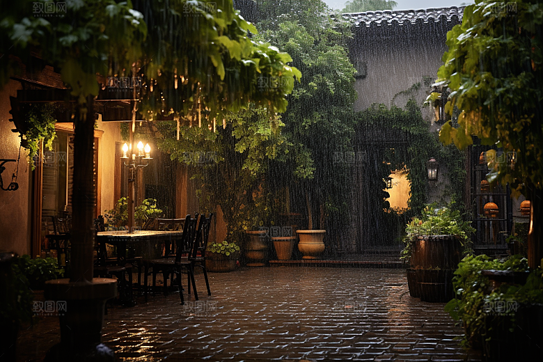 暴雨户外雨夜摄影图