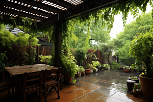 暴雨安静室外摄影图