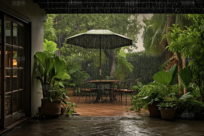 暴雨户外环境摄影图