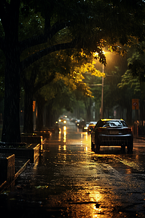 暴雨环境大雨摄影图