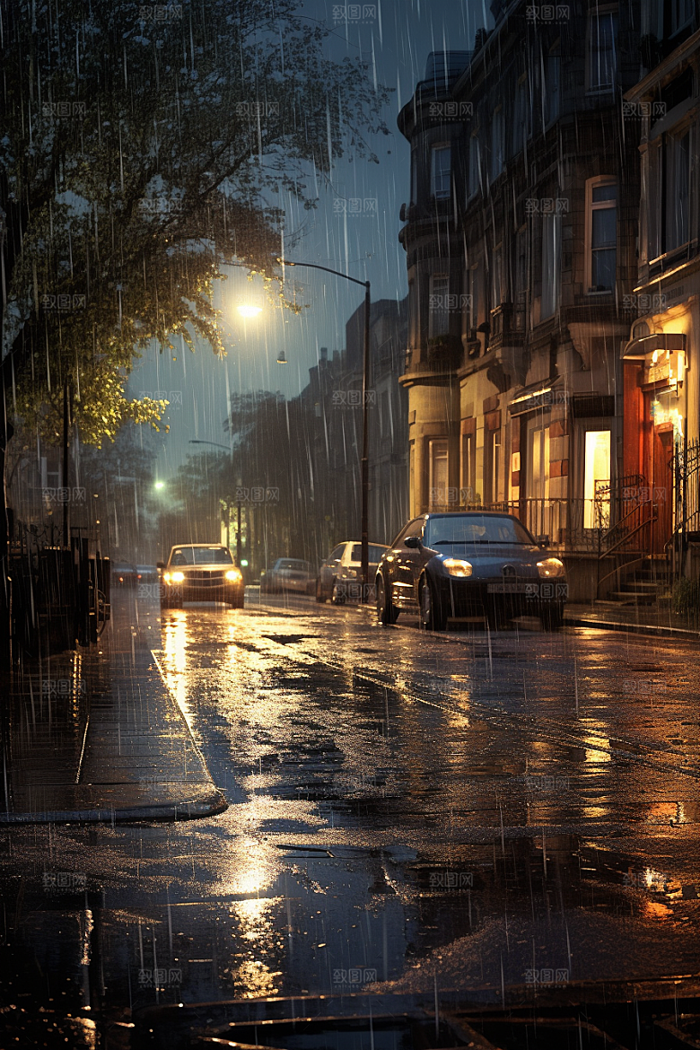 暴雨下雨室外摄影图