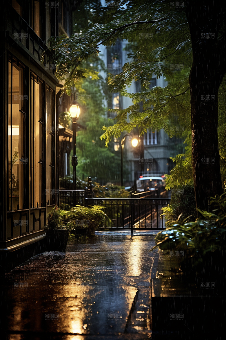 暴雨大雨室外摄影图