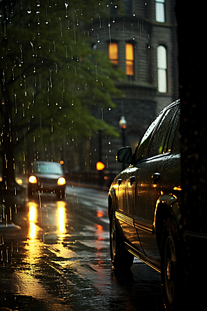 暴雨大雨室外摄影图