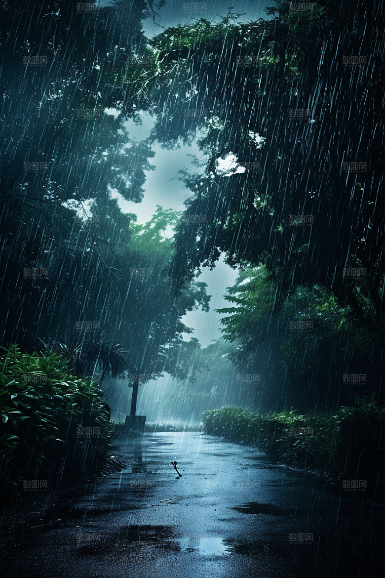 暴雨高清下雨摄影图