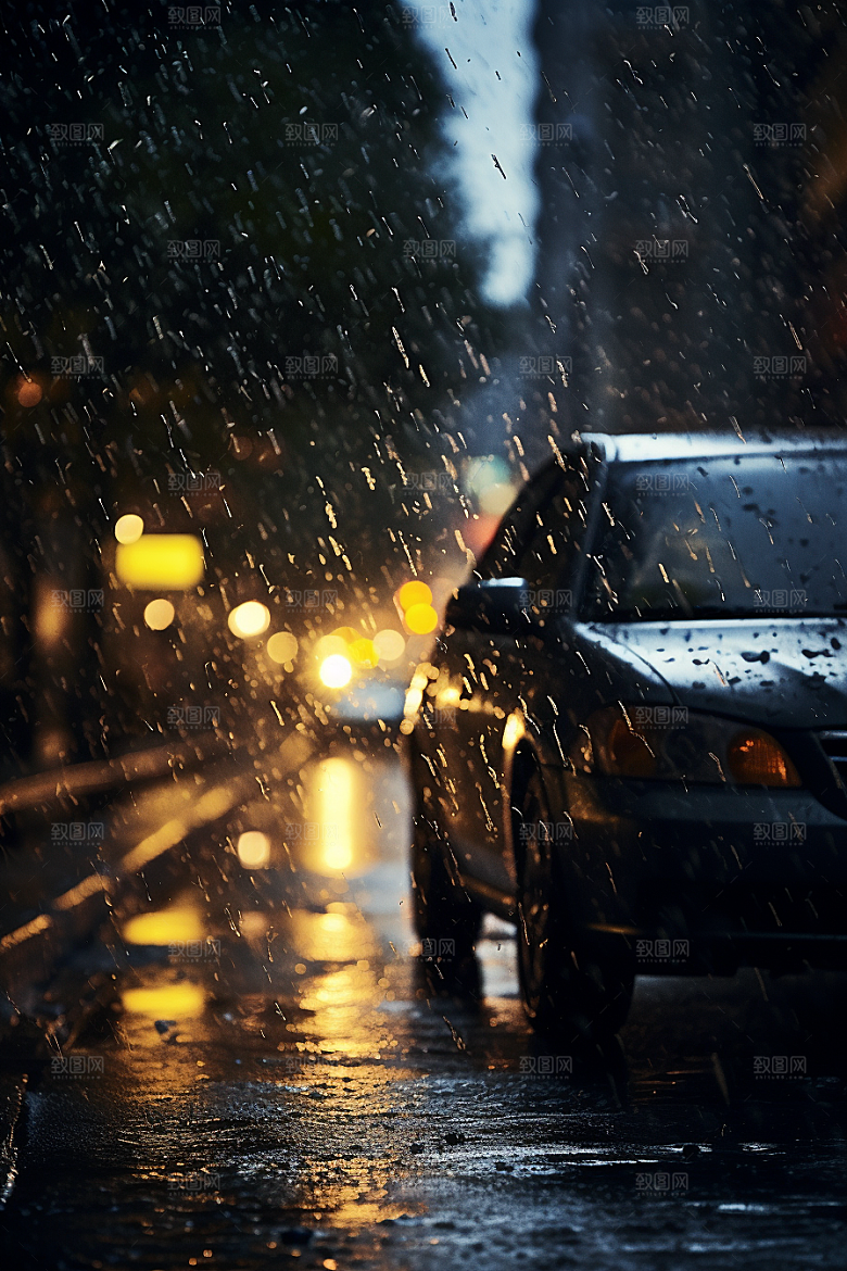 暴雨安静下雨摄影图