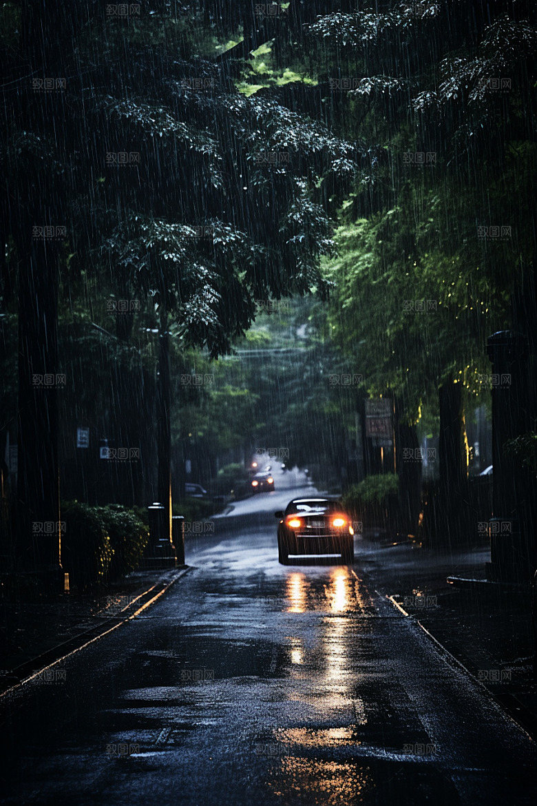 暴雨大雨室外摄影图