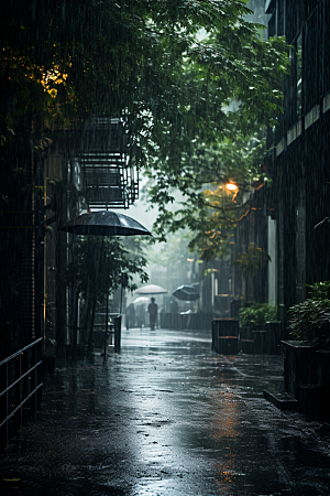 暴雨户外雨夜摄影图