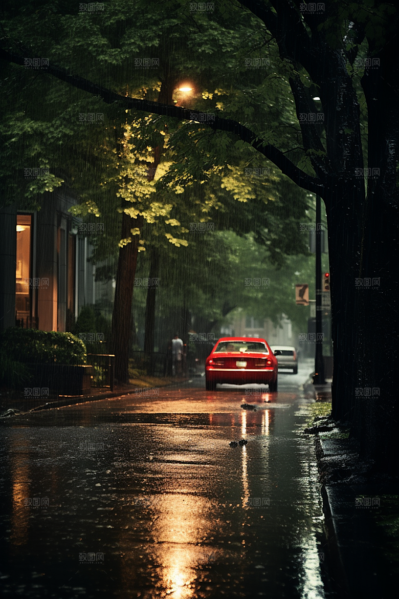 暴雨下雨户外摄影图