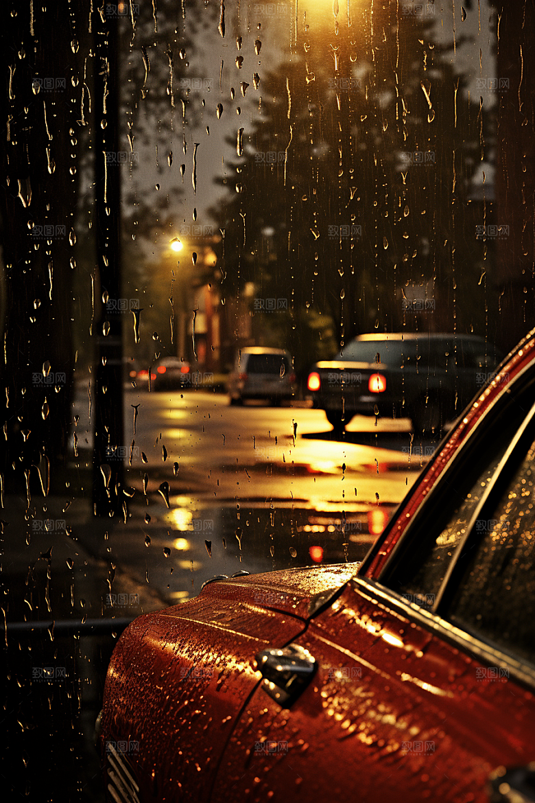 暴雨雨夜安静摄影图