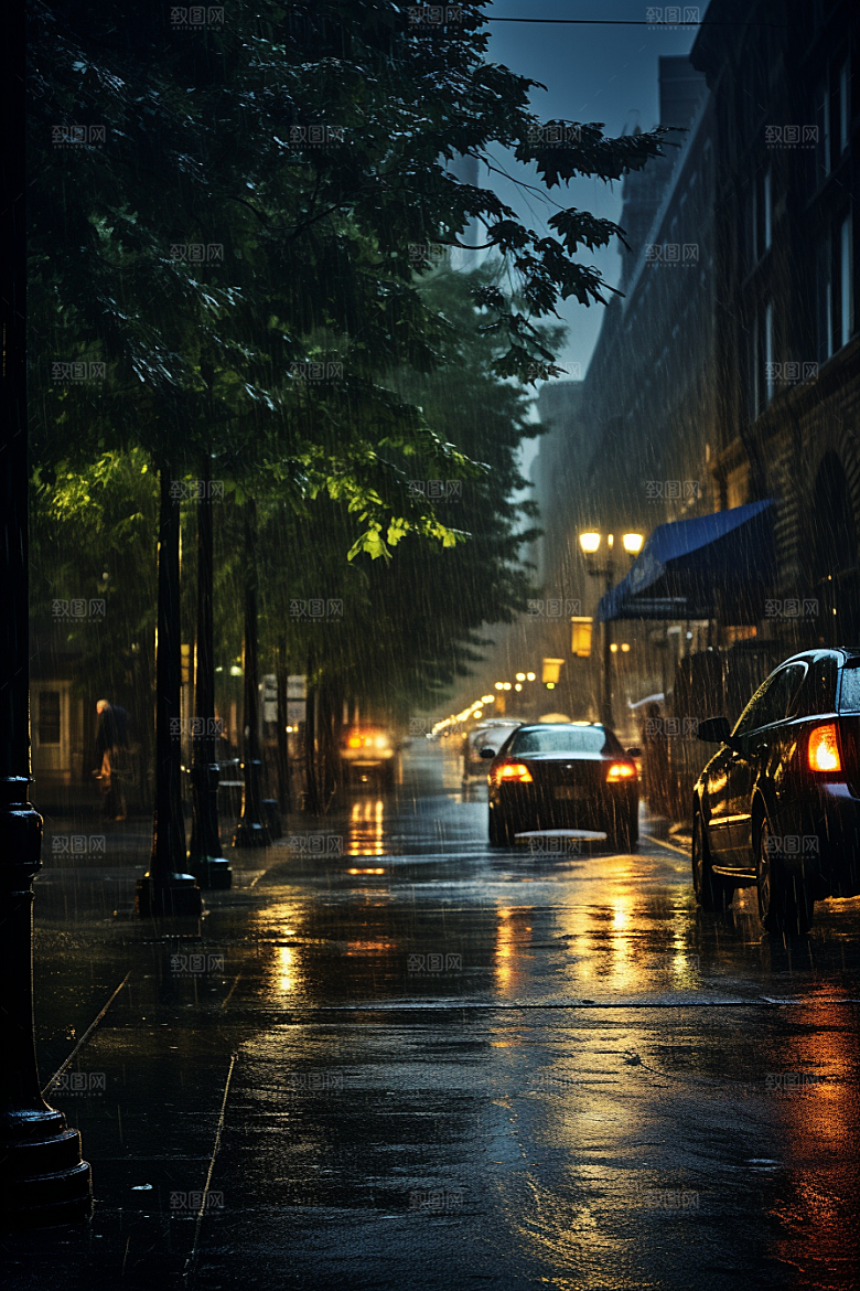 暴雨下雨室外摄影图