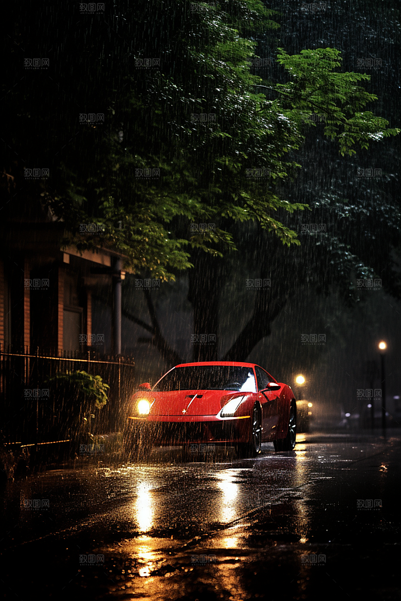 暴雨环境雨夜摄影图