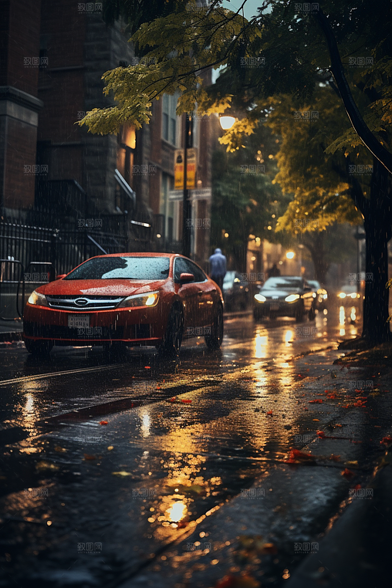 暴雨环境下雨摄影图