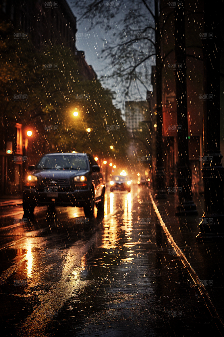 暴雨户外雨夜摄影图