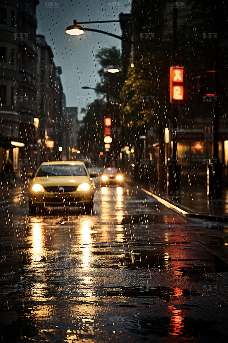 暴雨雨夜室外摄影图