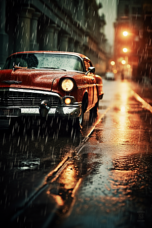 暴雨雨夜室外摄影图