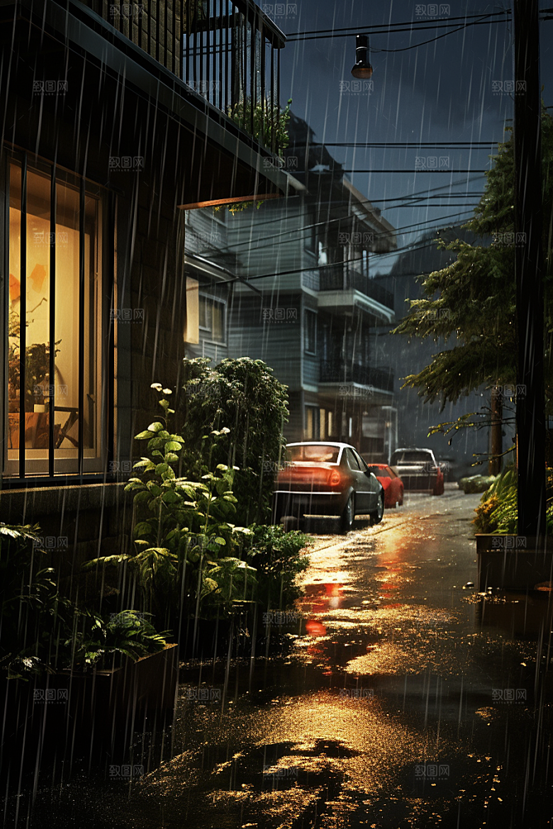 暴雨安静大雨摄影图