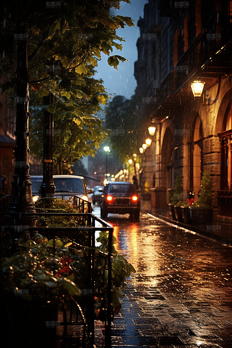 暴雨高清雨天摄影图