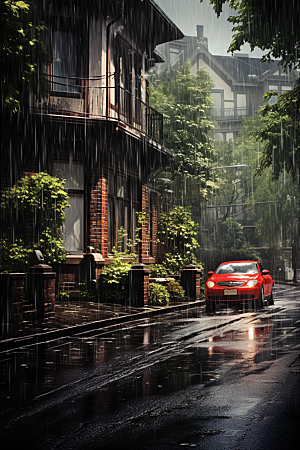 暴雨雨天下雨摄影图