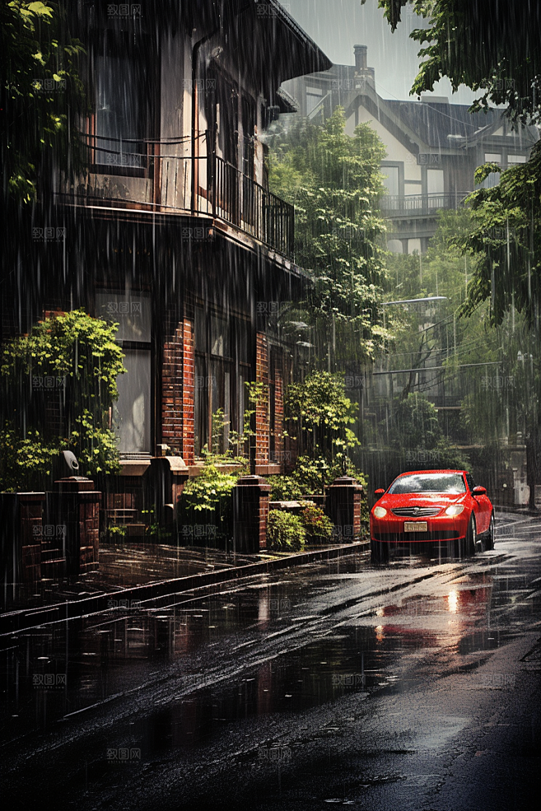 暴雨雨天下雨摄影图