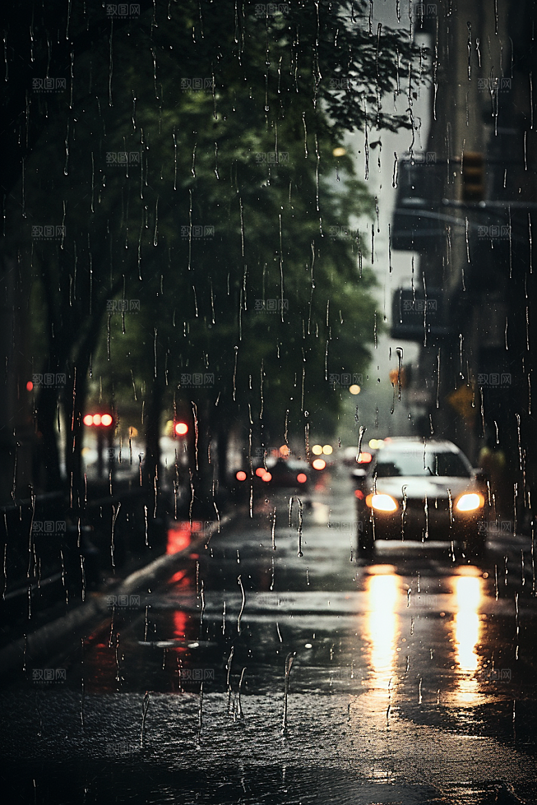暴雨下雨室外摄影图