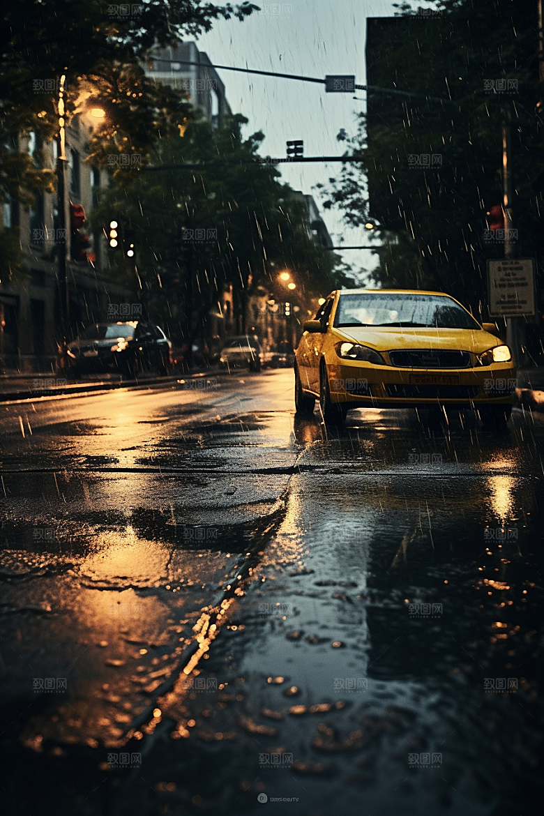 暴雨雨夜下雨摄影图