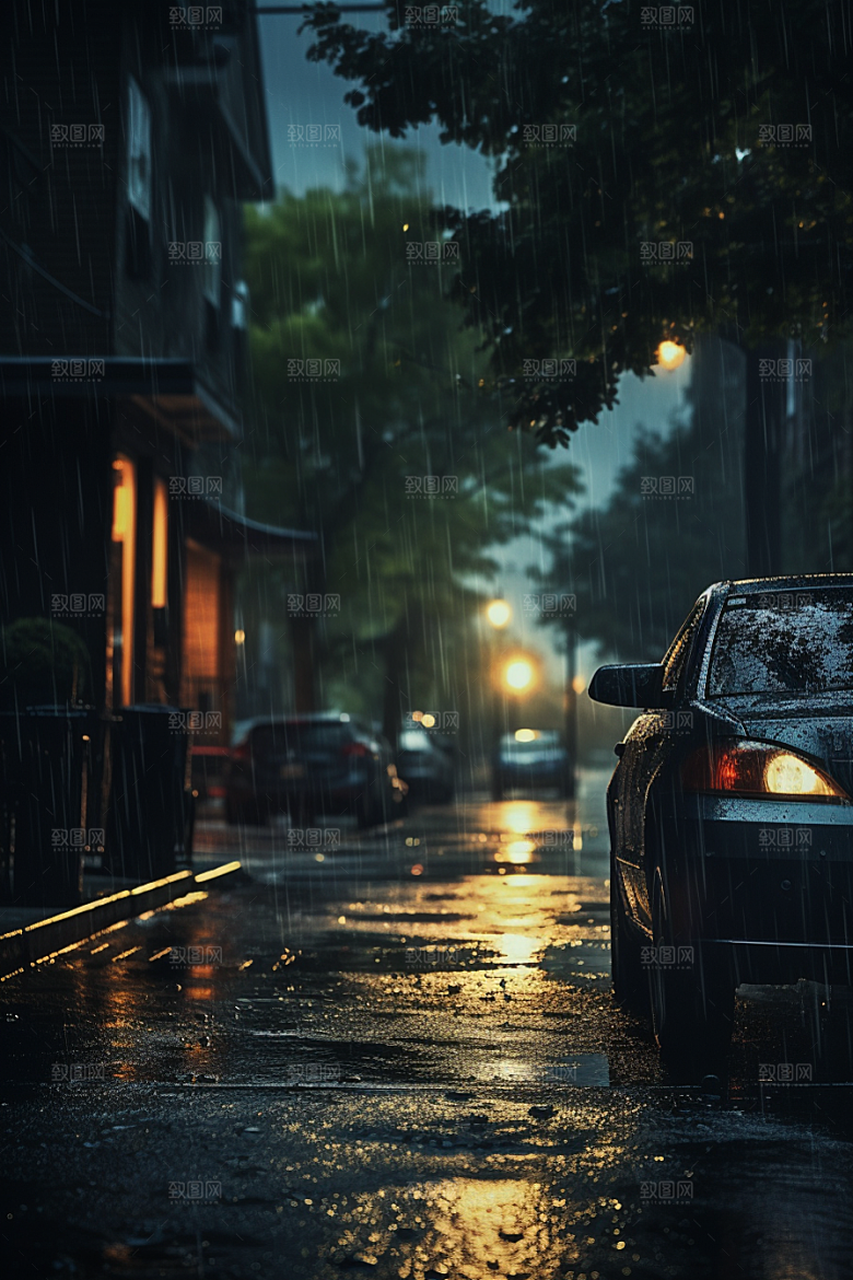 暴雨大雨雨夜摄影图