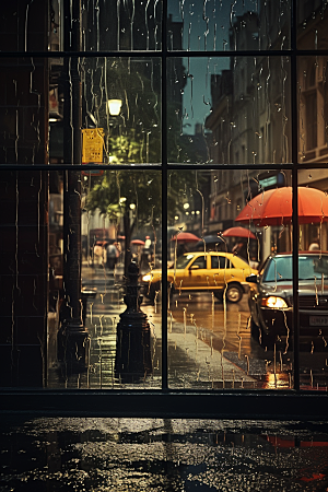 暴雨雨夜雨天摄影图